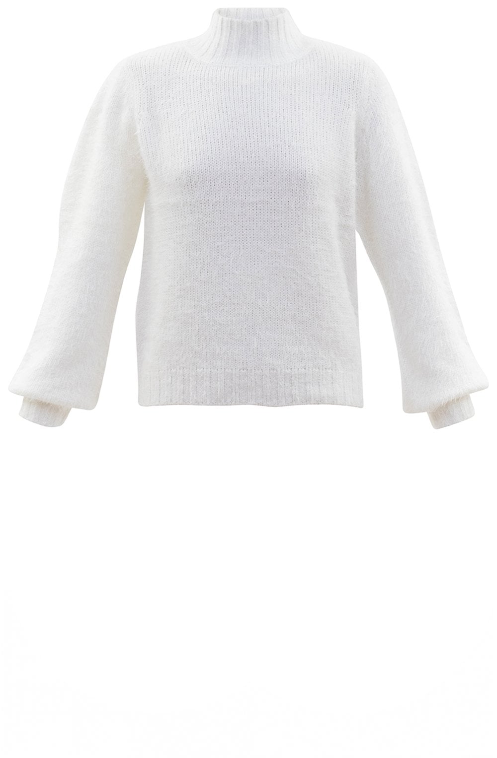 White Fluffy Balloon Sleeved Jumper