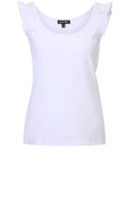 White Frilled Shoulder Jersey Vest Top