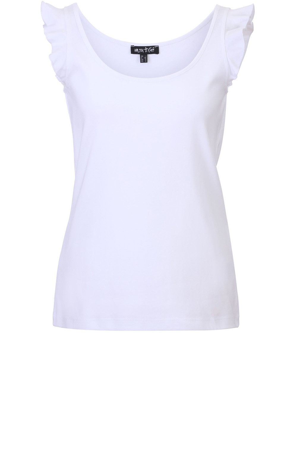 White Frilled Shoulder Jersey Vest Top