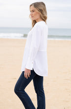 White Half Button Longline Blouse