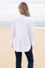 White Half Button Longline Blouse