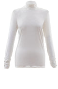 White Jersey Polo Neck Top