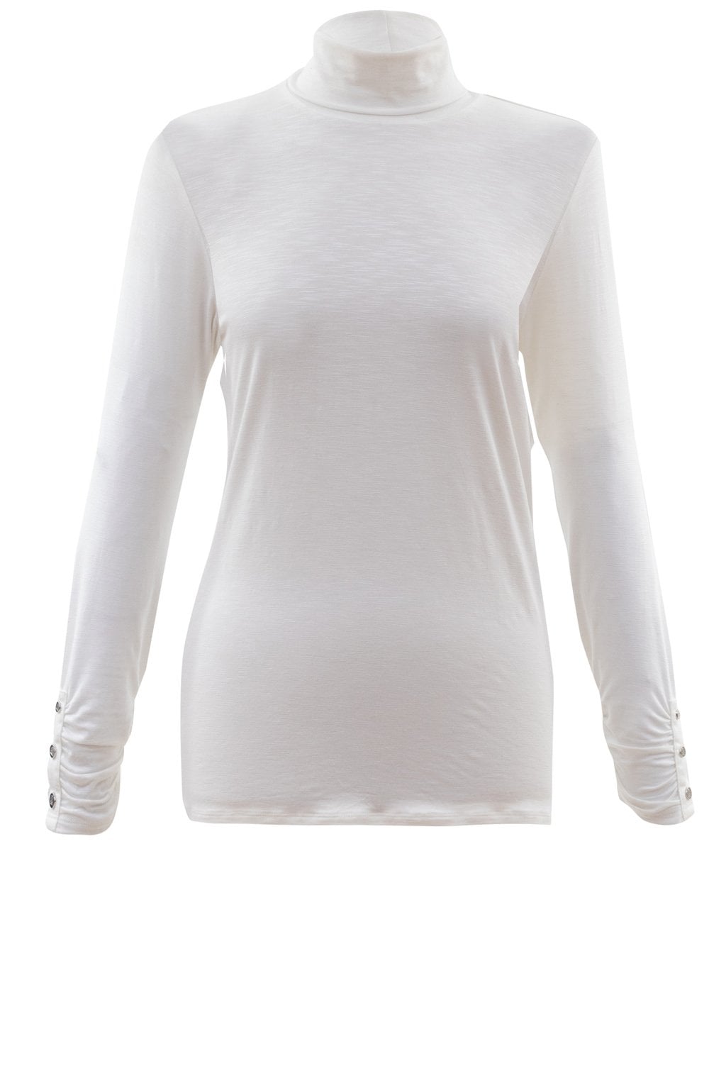White Jersey Polo Neck Top
