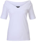 White Jersey V Neck Top