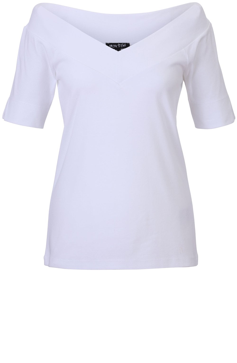 White Jersey V Neck Top