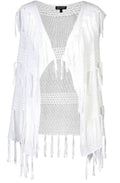 White Knit Tassel Waistcoat