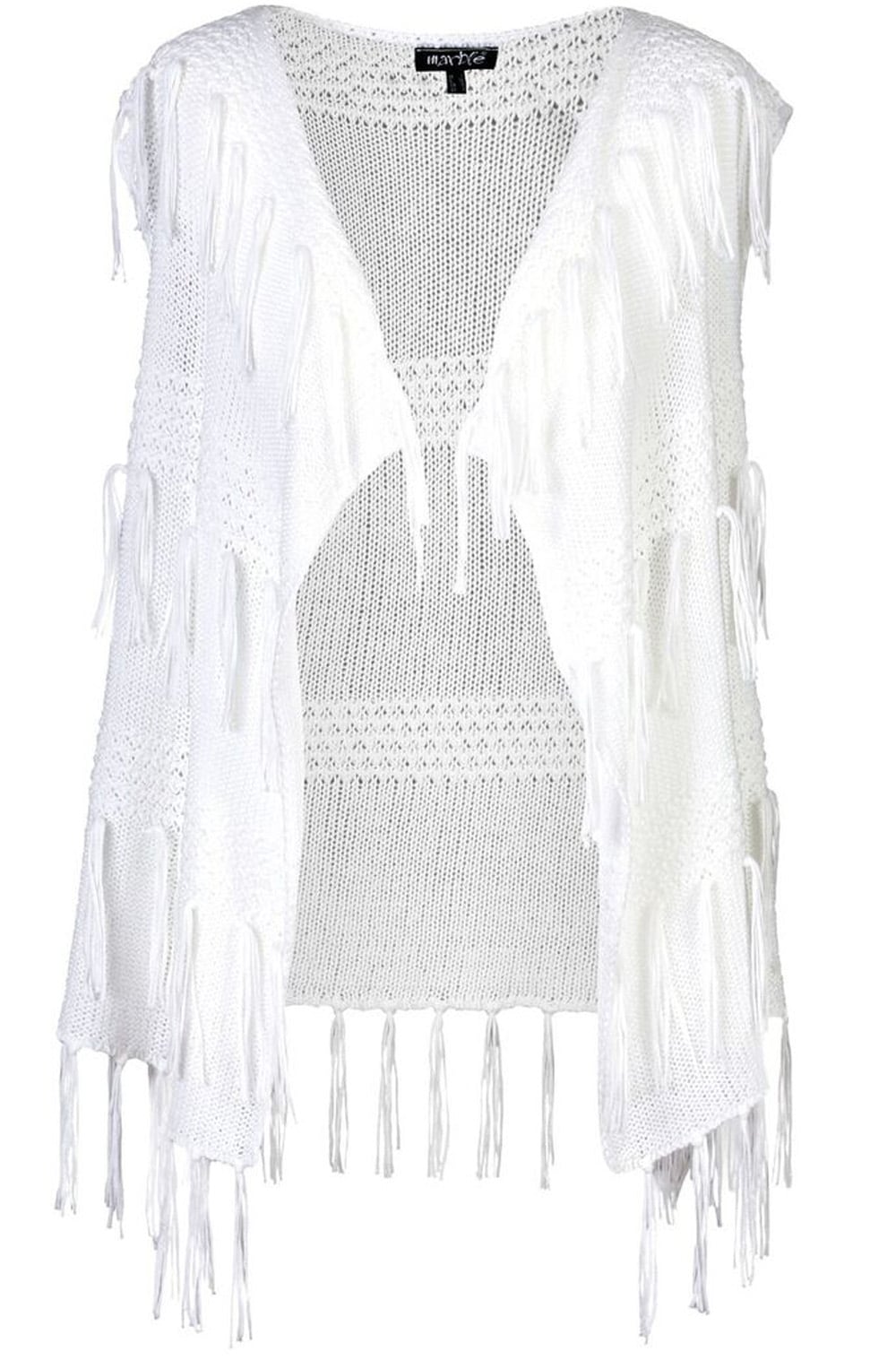 White Knit Tassel Waistcoat