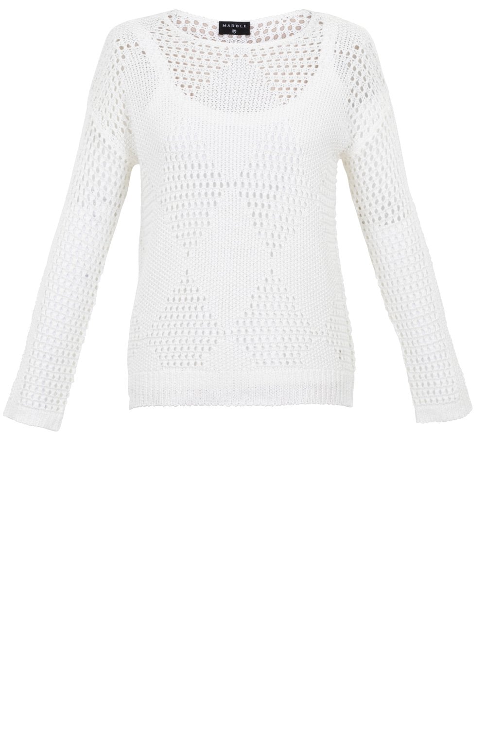 White Layered Open Knit Sweater