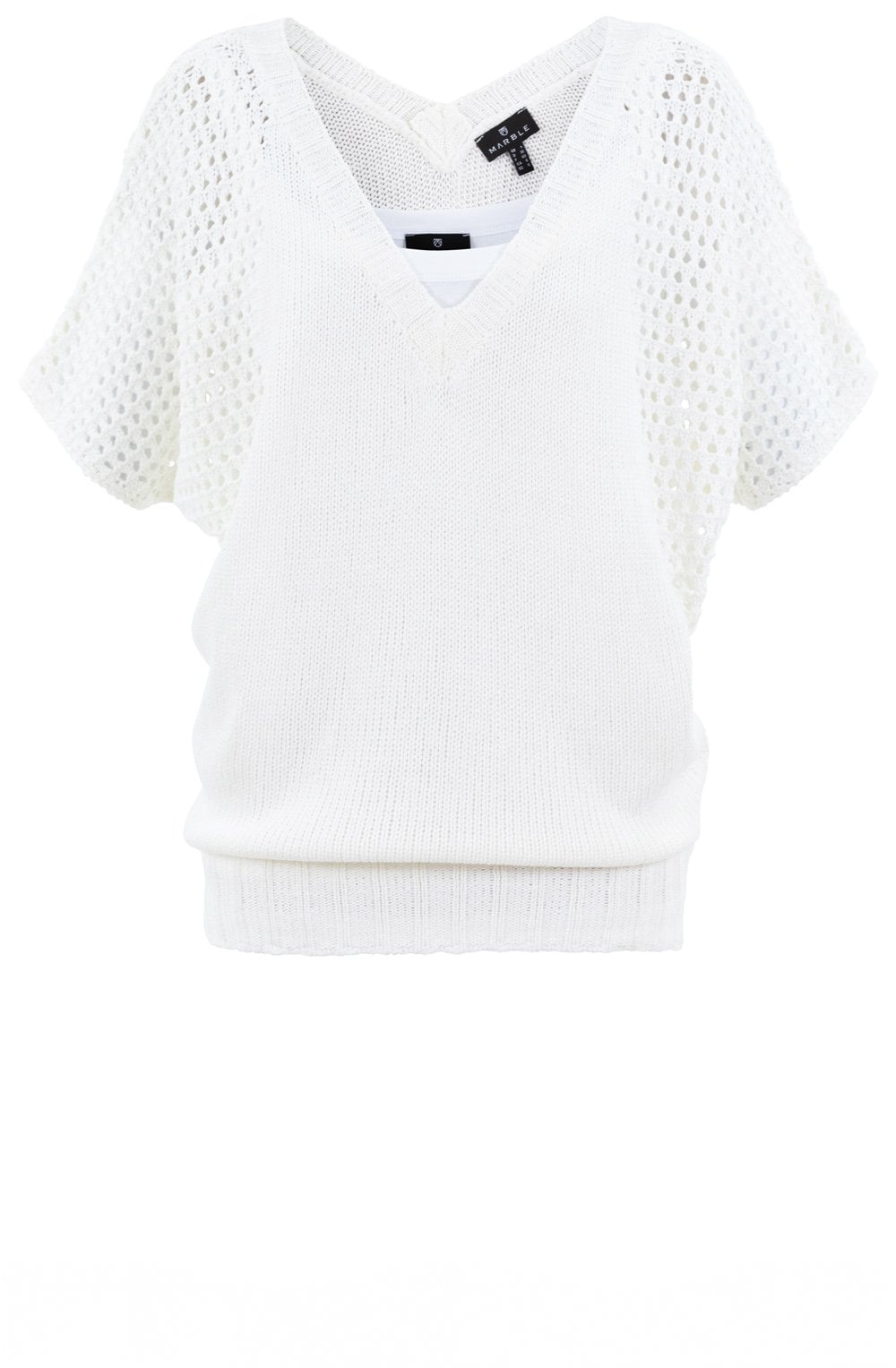 White Layered Oversized Crochet Jumper
