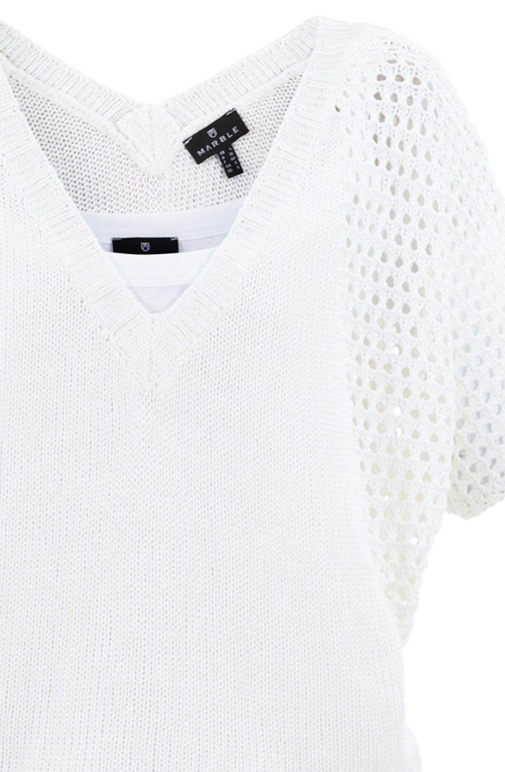 White Layered Oversized Crochet Jumper