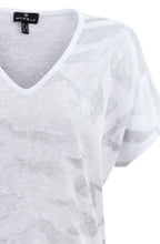 White Lightweight Top With Silver Abstract Stripes