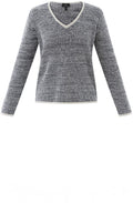 White Navy Marled Knit Jumper