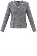 White Navy Marled Knit Jumper