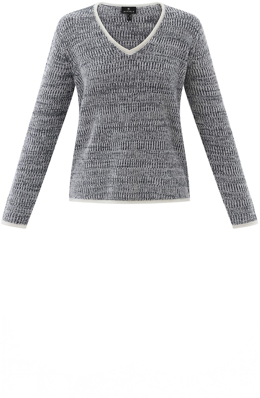 White Navy Marled Knit Jumper