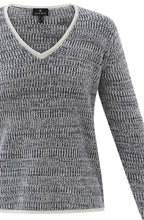 White Navy Marled Knit Jumper