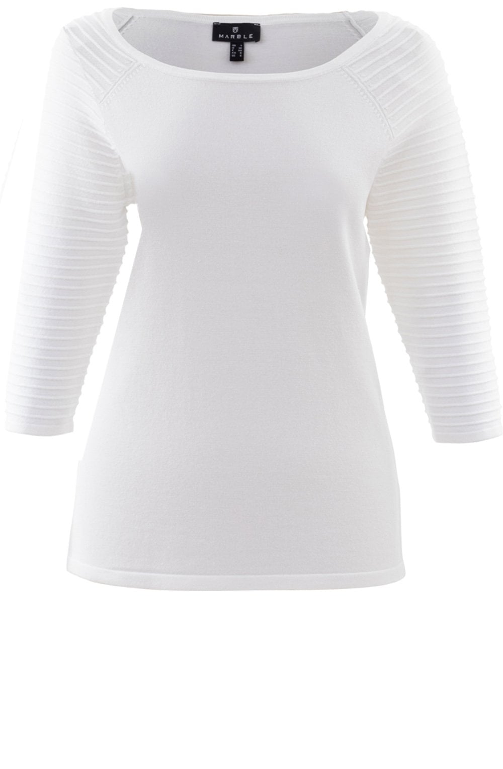 White Ribbed Detail Jumper