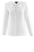 White Ribbed Front Cardigan