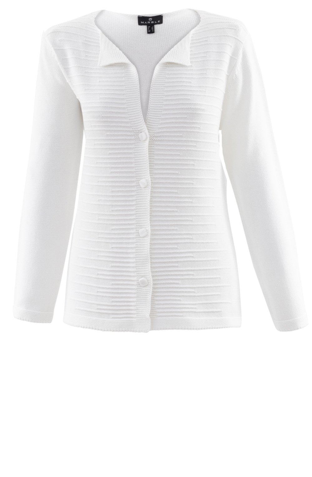 White Ribbed Front Cardigan