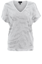 White Semi Sheer Silver Foil Print Top