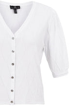 White Short Sleeved Reversible Cardigan
