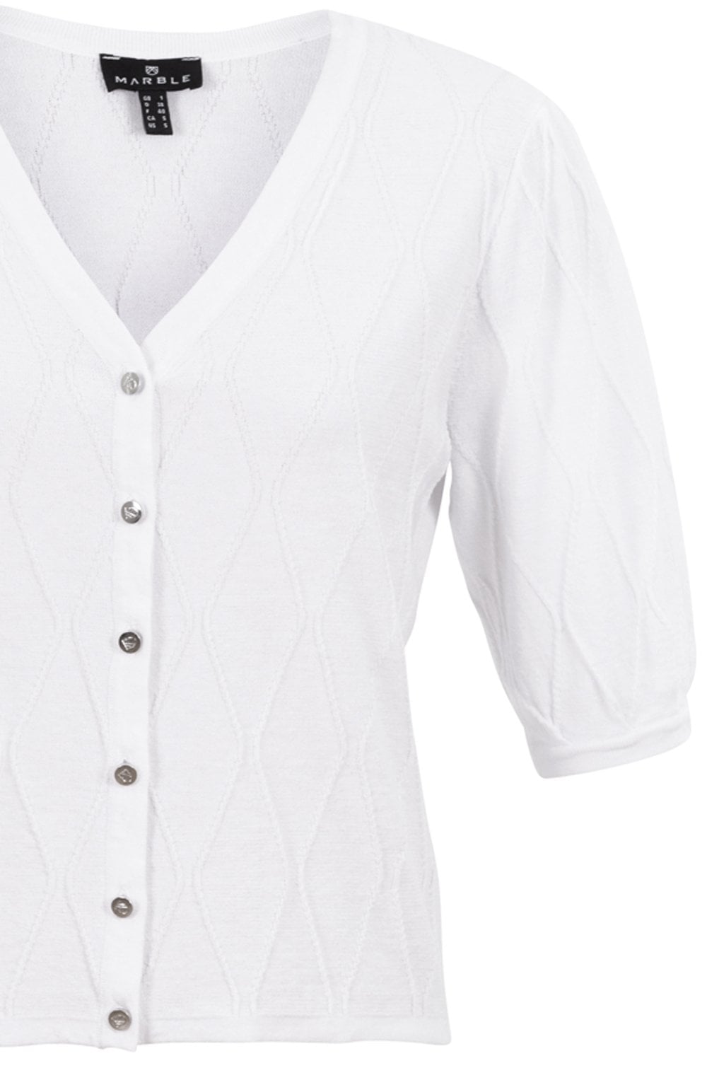 White Short Sleeved Reversible Cardigan