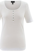 White Silver Button Detail T Shirt