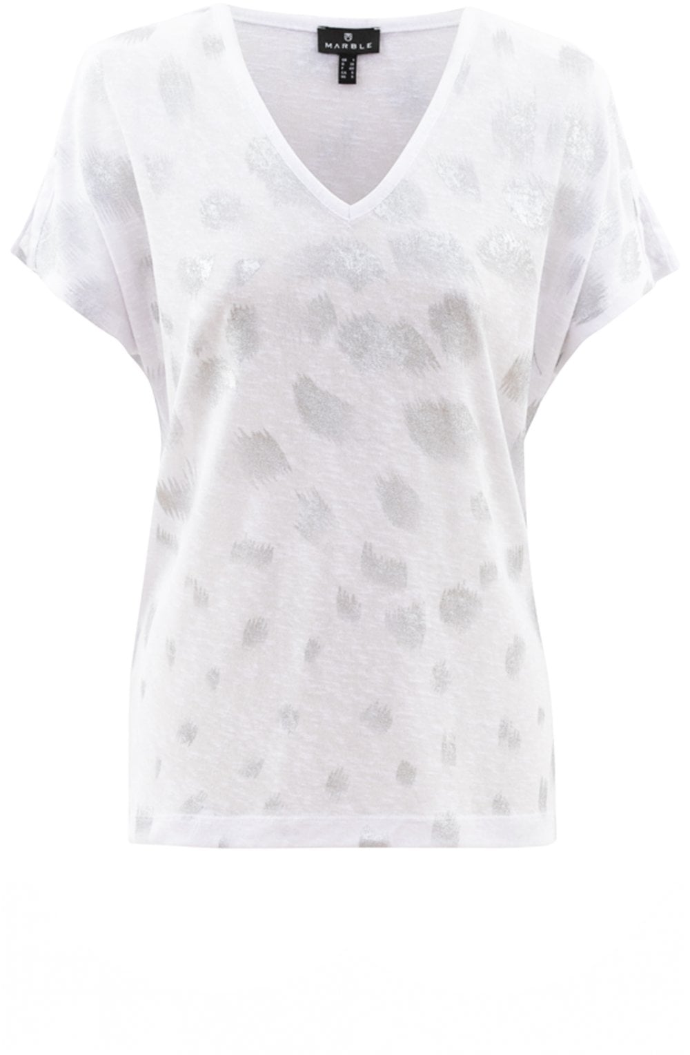 White Silver Patterned Top