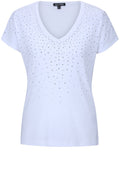 White Silver Rhinestone Detailed T Shirt