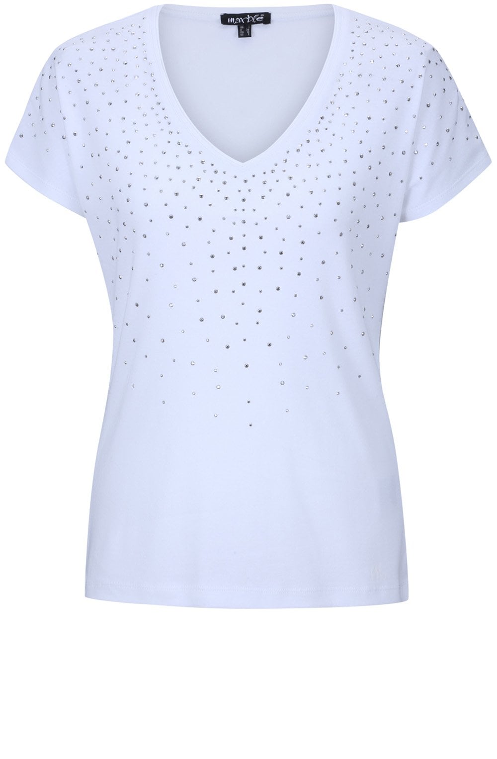 White Silver Rhinestone Detailed T Shirt