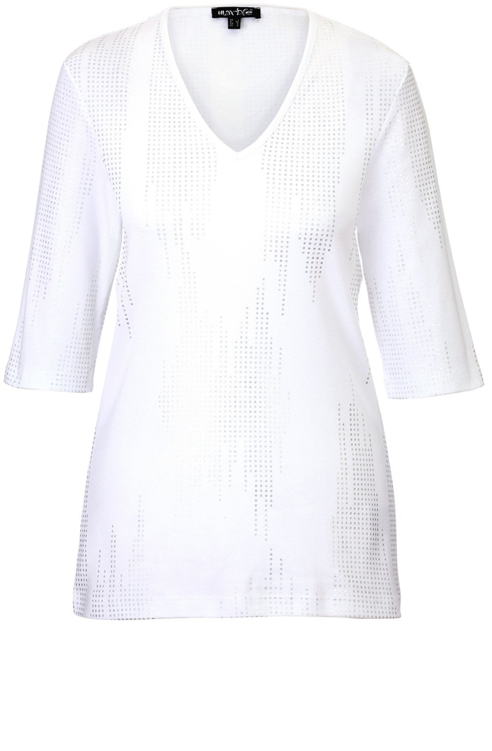 White & Silver Spot Print T Shirt