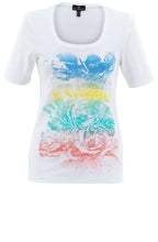 White T Shirt With Rainbow Design and Diamantes