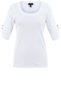 White Top with Silver Button Rounded Cuffs