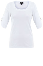 White Top with Silver Button Rounded Cuffs