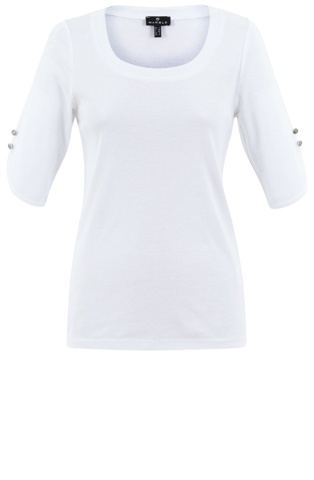 White Top with Silver Button Rounded Cuffs
