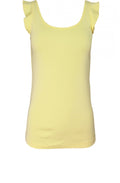 Yellow Frilled Shoulder Jersey Vest Top