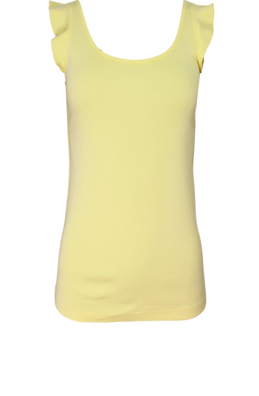 Yellow Frilled Shoulder Jersey Vest Top