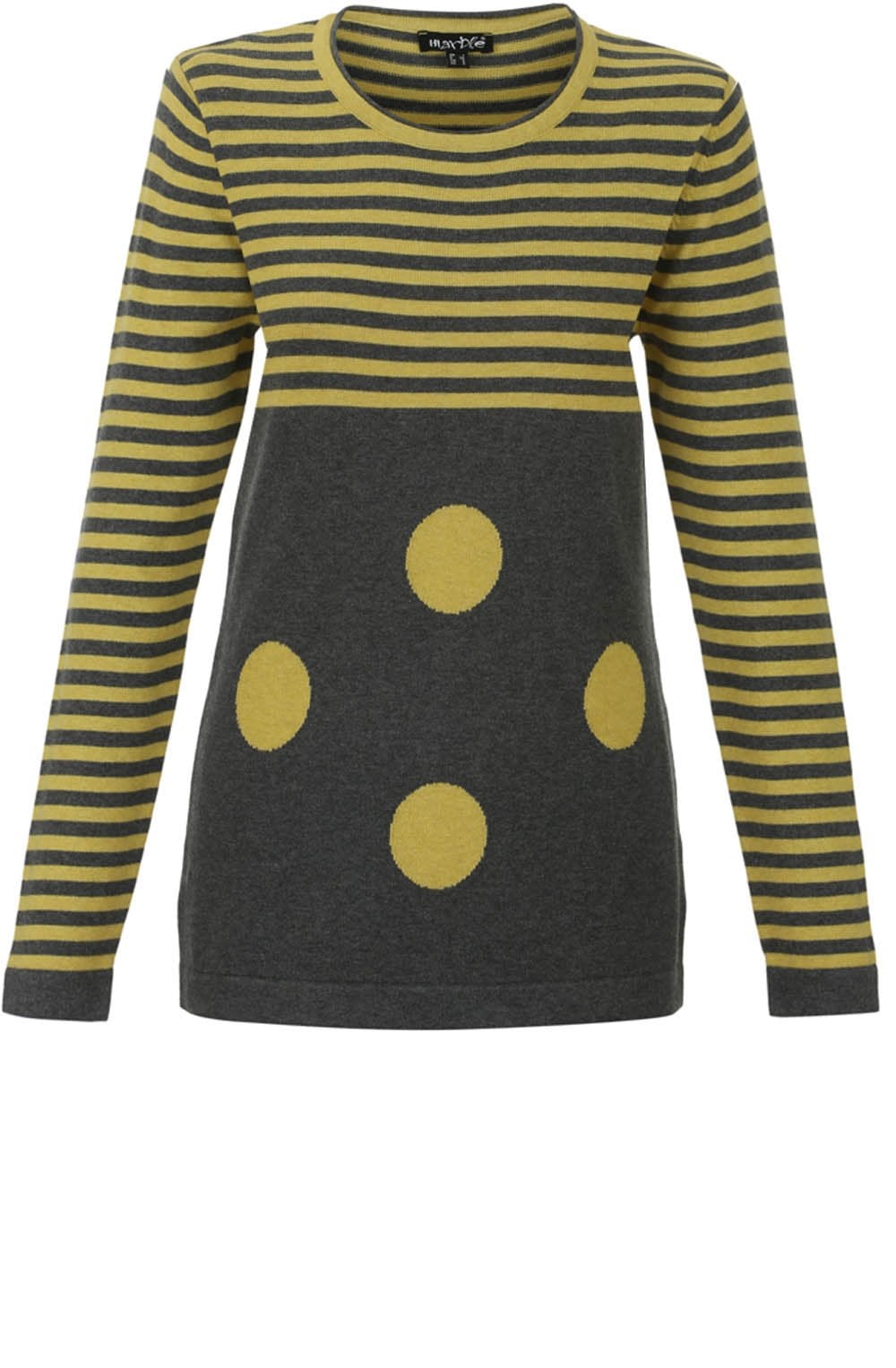 Yellow & Grey Stripe & Spot Sweater