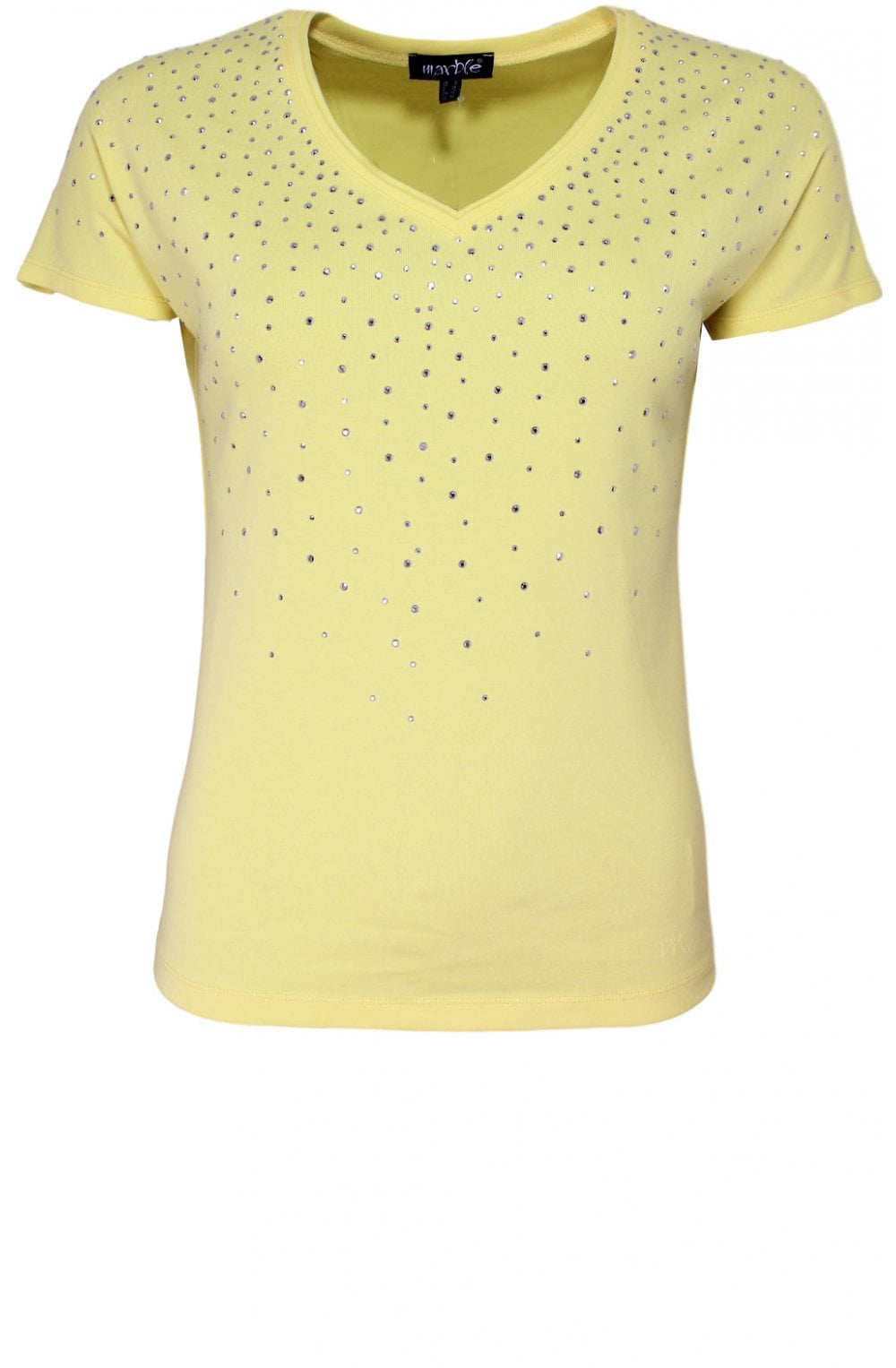 Yellow Silver Rhinestone Detaled Top