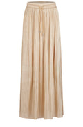 Beige Shimmer Pleated Midi Skirt