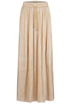 Beige Shimmer Pleated Midi Skirt
