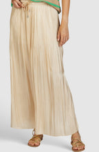 Beige Shimmer Pleated Midi Skirt