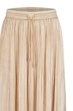 Beige Shimmer Pleated Midi Skirt