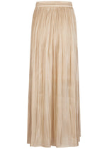 Beige Shimmer Pleated Midi Skirt