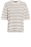 Beige Shimmer Stripes Relaxed Sweater