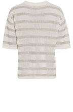 Beige Shimmer Stripes Relaxed Sweater