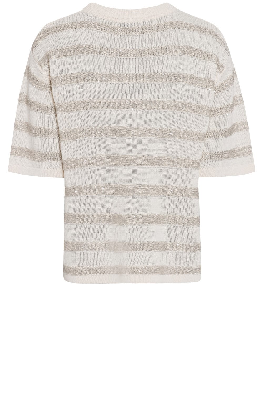 Beige Shimmer Stripes Relaxed Sweater