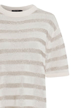 Beige Shimmer Stripes Relaxed Sweater