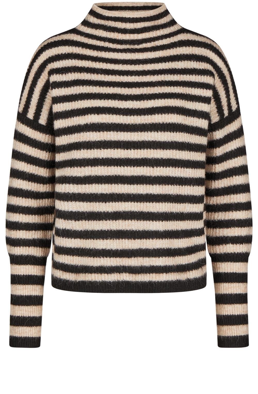 Black and Taupe Striped Box Sweater