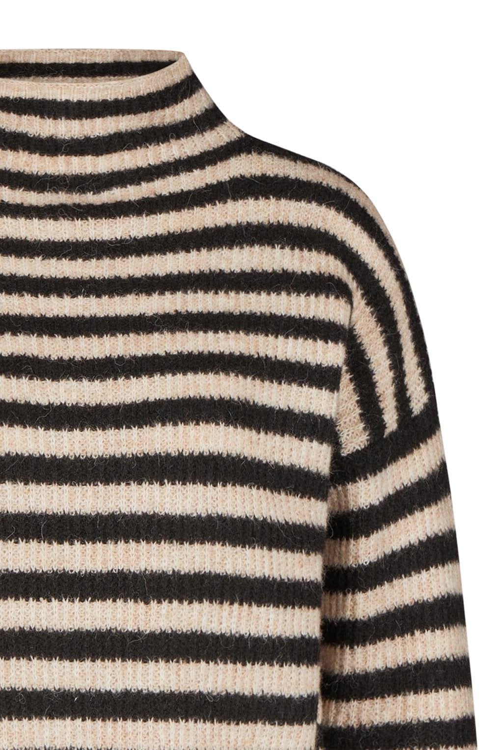 Black and Taupe Striped Box Sweater