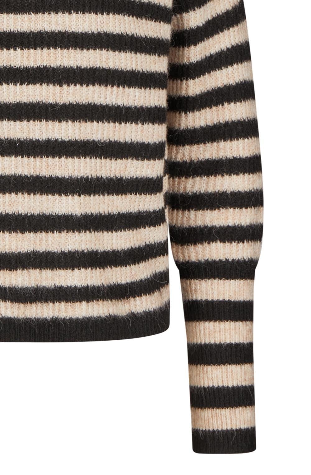 Black and Taupe Striped Box Sweater